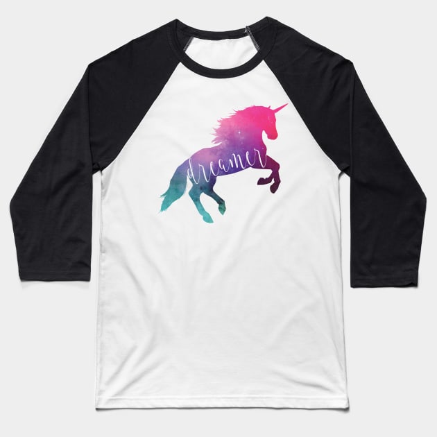 Space Dreamer Unicorn Baseball T-Shirt by VBleshka